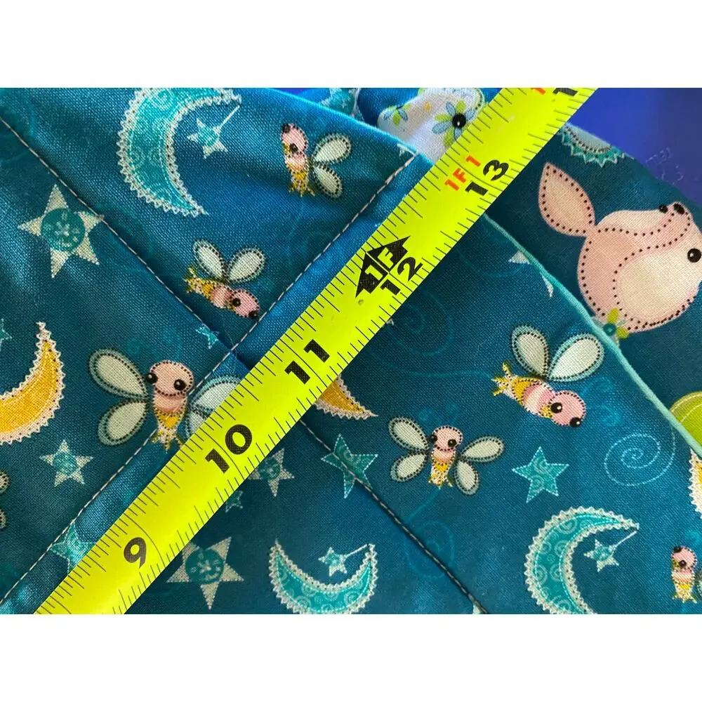 Handmade Set of 3 Childrens Baby Bibs Hook Loop Closure Large Fabric Quilted